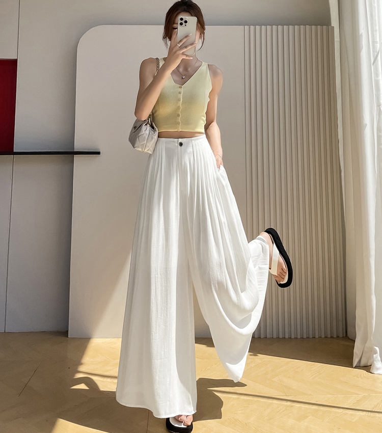 Ice silk pants wide leg pants for women
