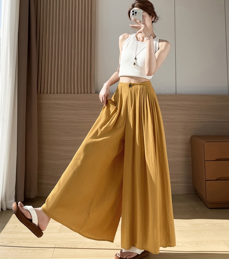 Ice silk pants wide leg pants for women
