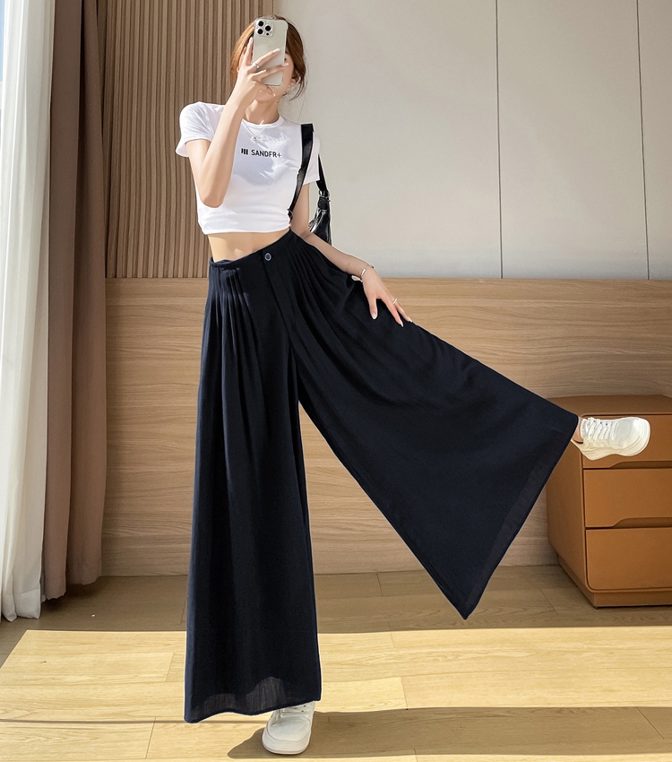 Ice silk pants wide leg pants for women