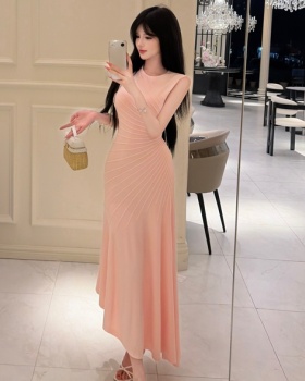 Pinched waist dress temperament long dress for women
