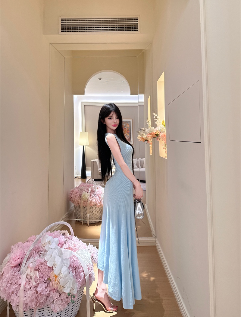 Pinched waist dress temperament long dress for women
