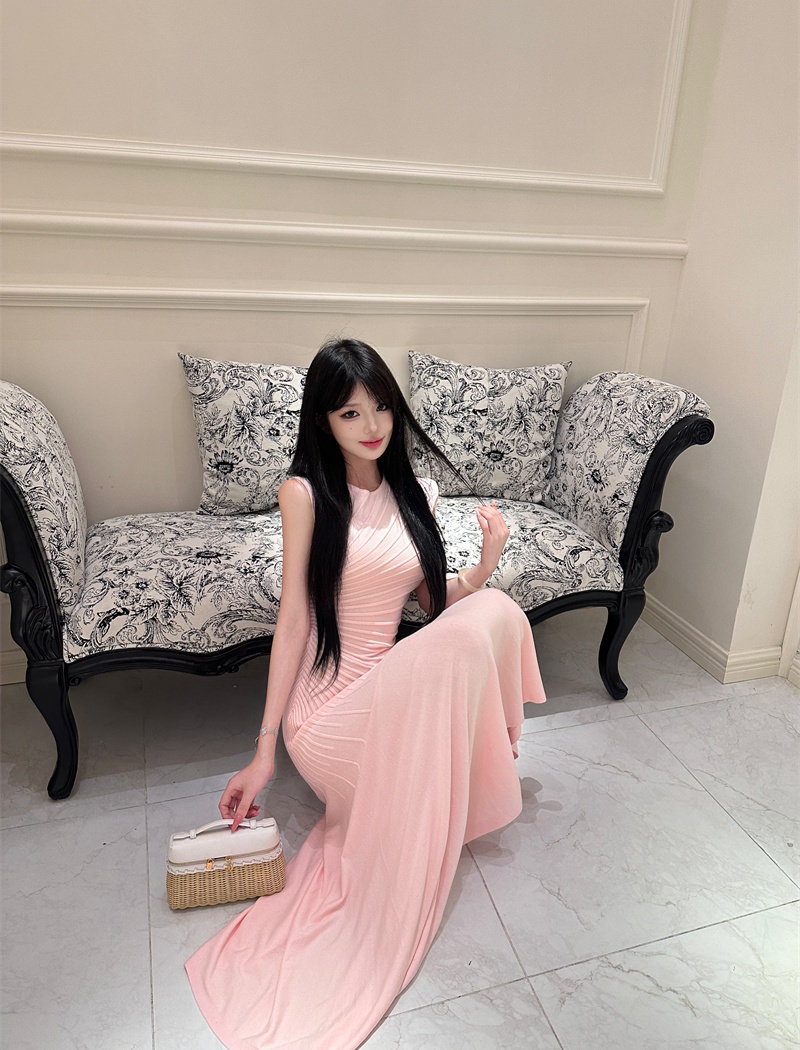 Pinched waist dress temperament long dress for women