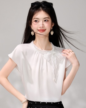 Chiffon temperament cstand collar frenum summer tops
