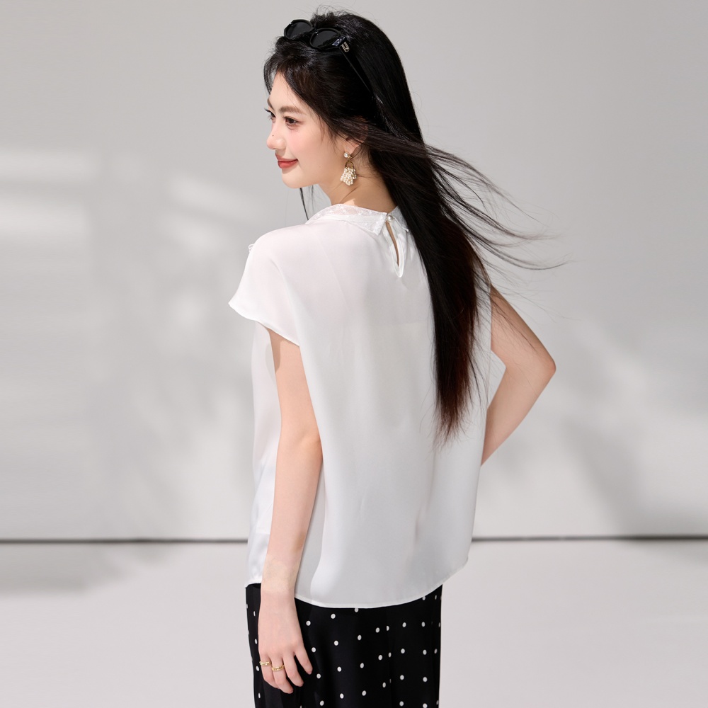 Chiffon temperament cstand collar frenum summer tops