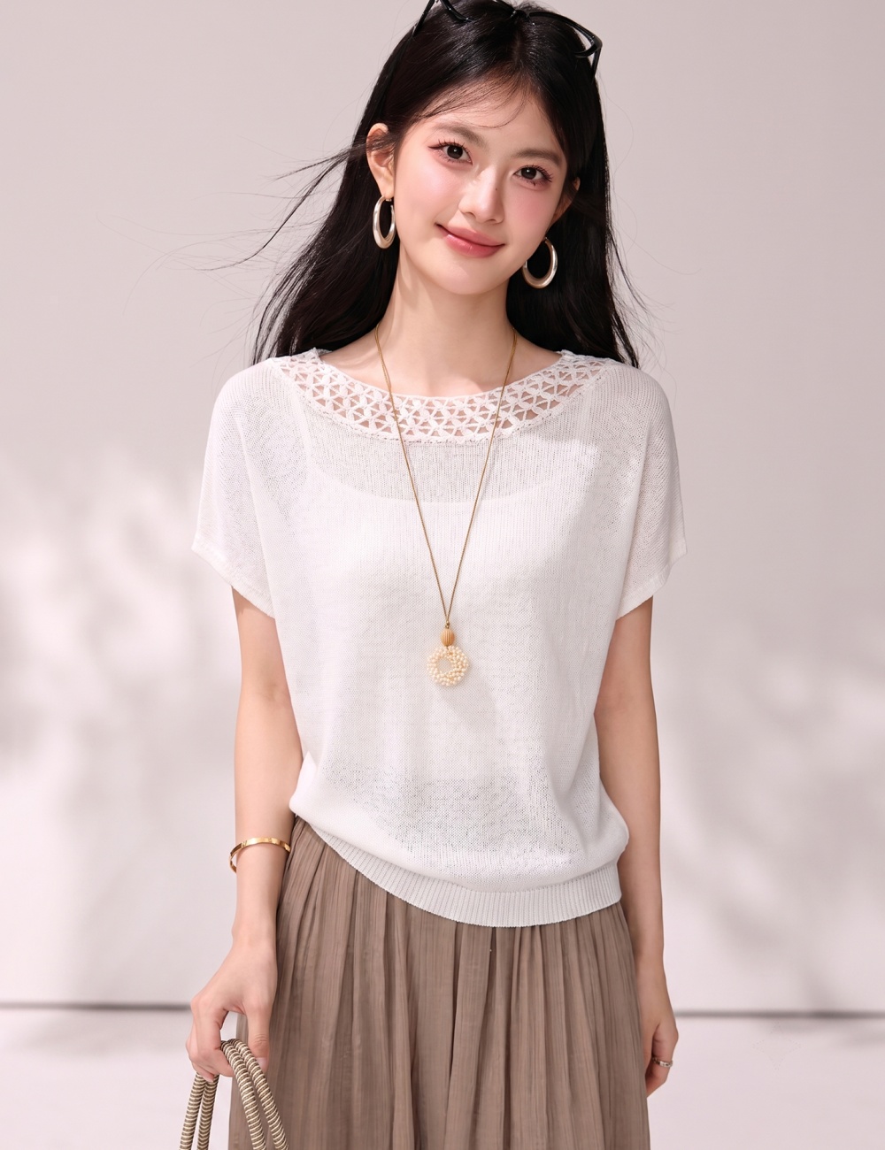 Short sleeve tender sweater bat sleeve summer tops