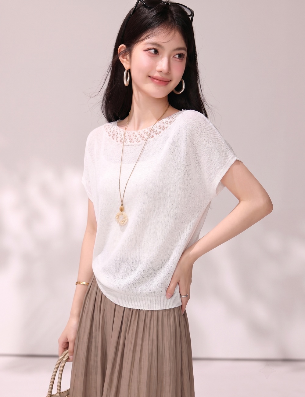 Short sleeve tender sweater bat sleeve summer tops