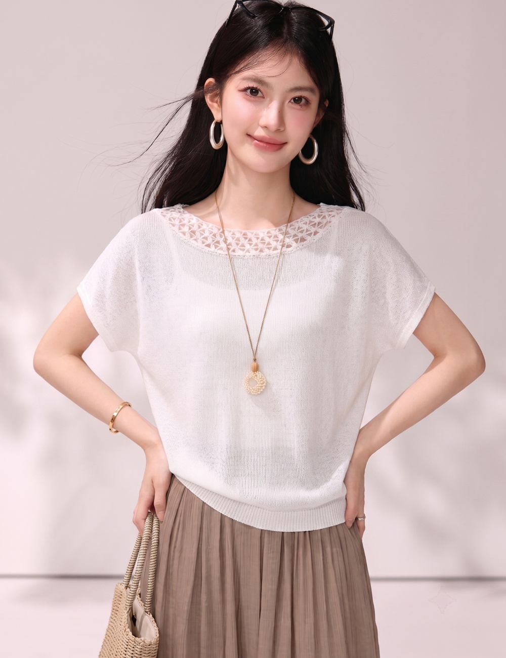 Short sleeve tender sweater bat sleeve summer tops