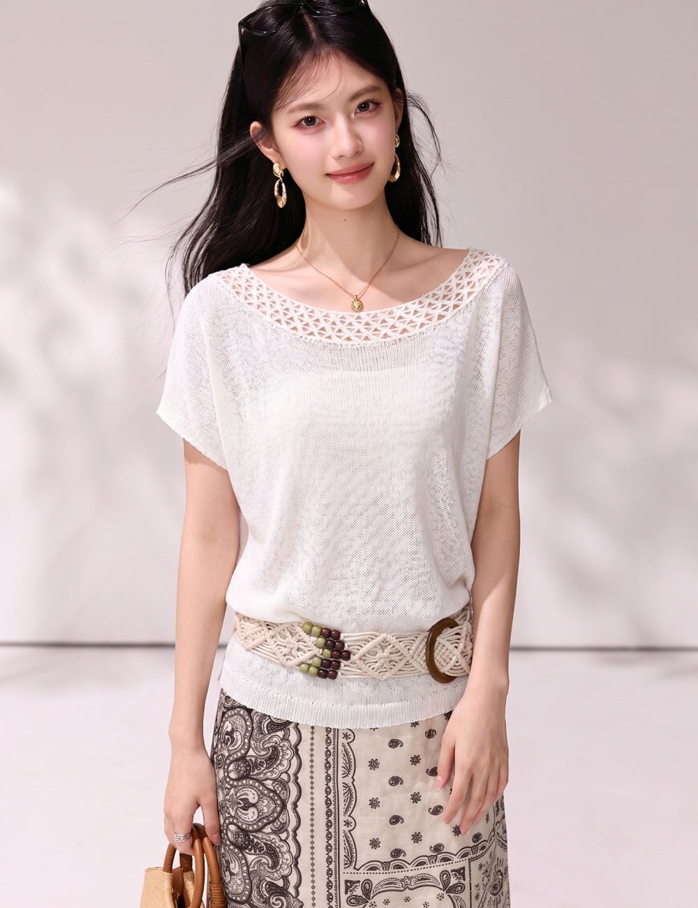 Short sleeve tender sweater bat sleeve summer tops