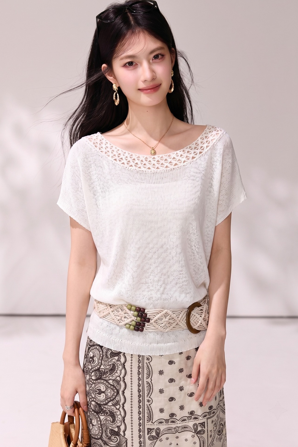 Short sleeve tender sweater bat sleeve summer tops