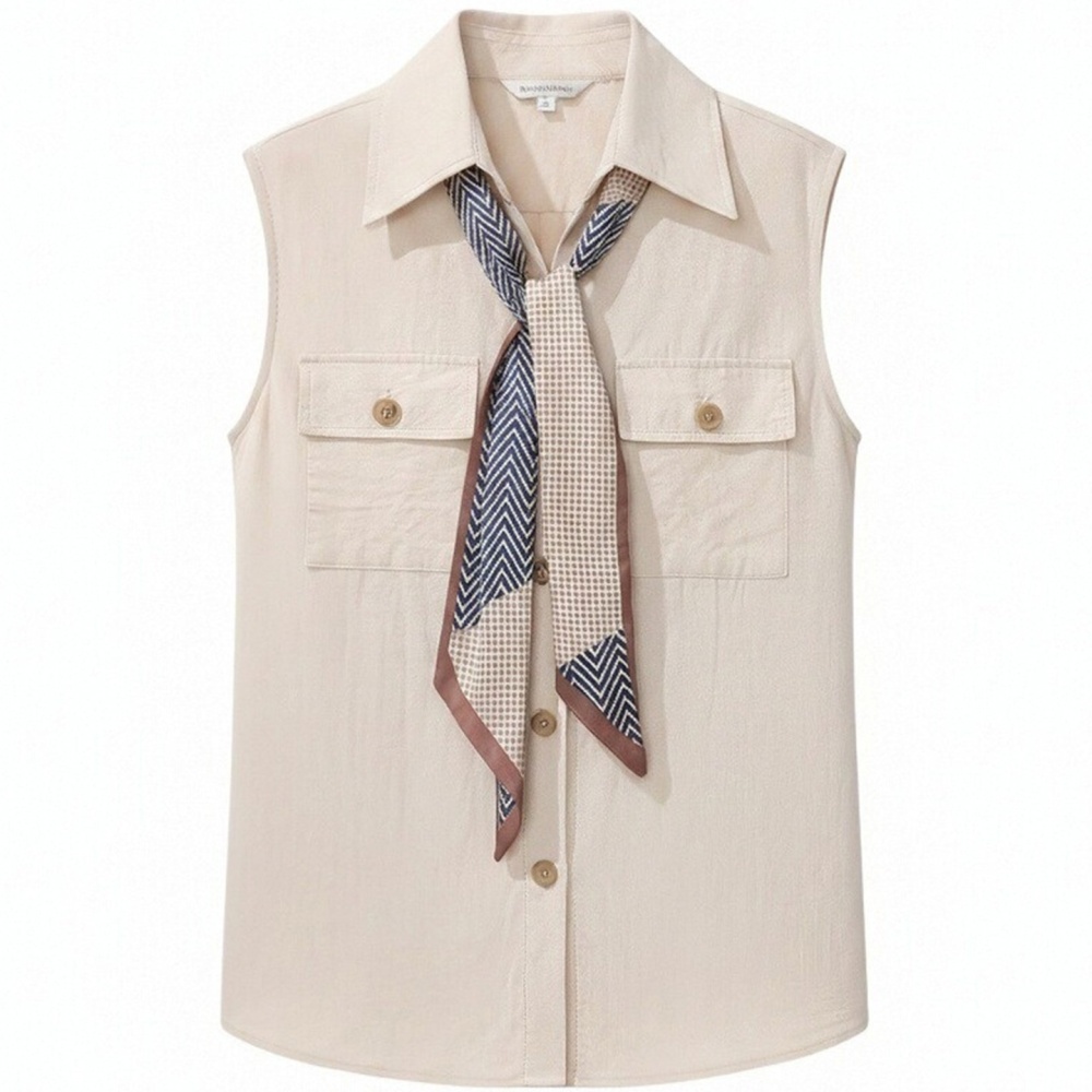 Slim summer cotton linen scarves lapel temperament tops