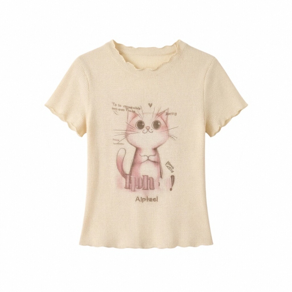 Printing wood ear tops unique summer sweater for women
