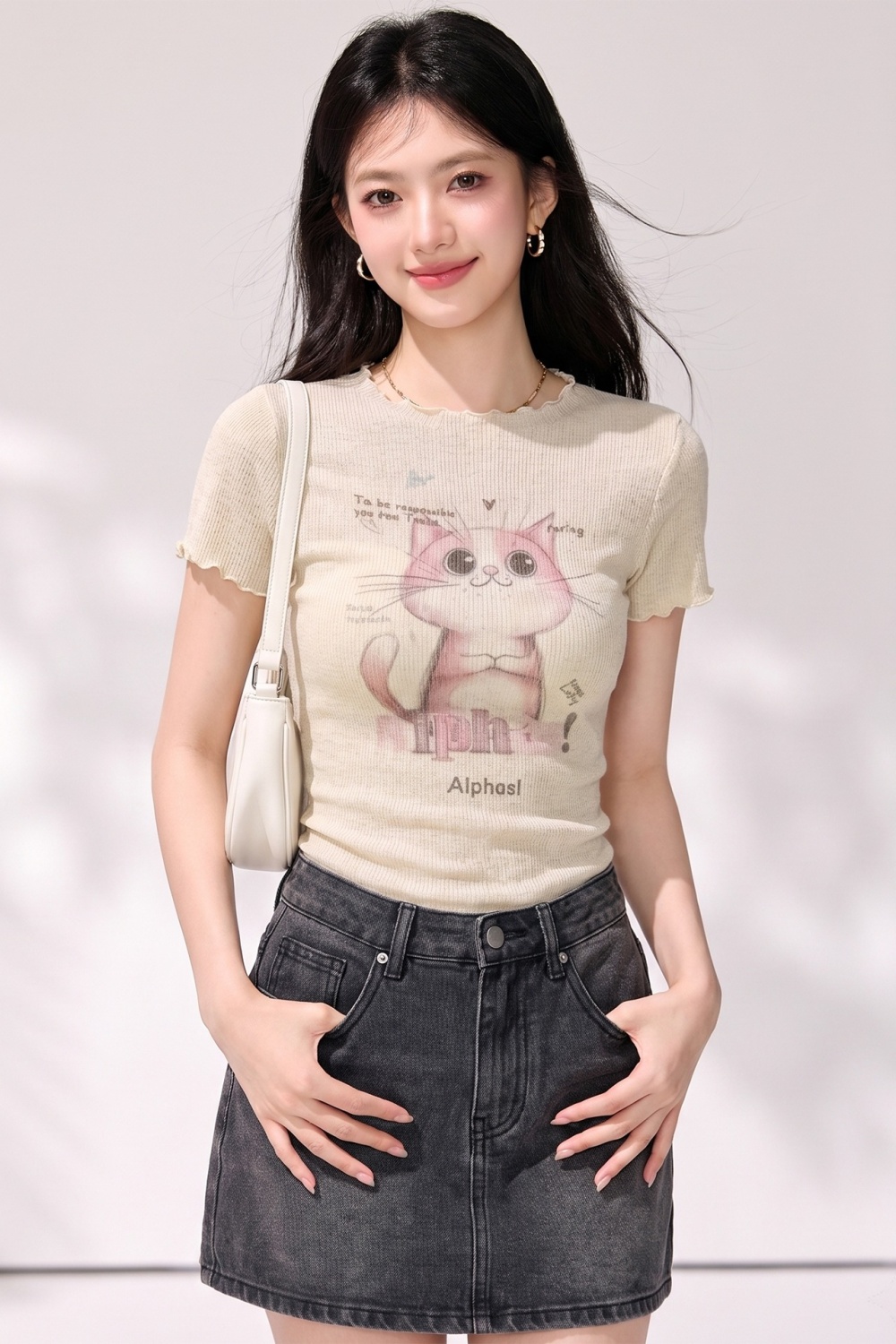 Printing wood ear tops unique summer sweater for women