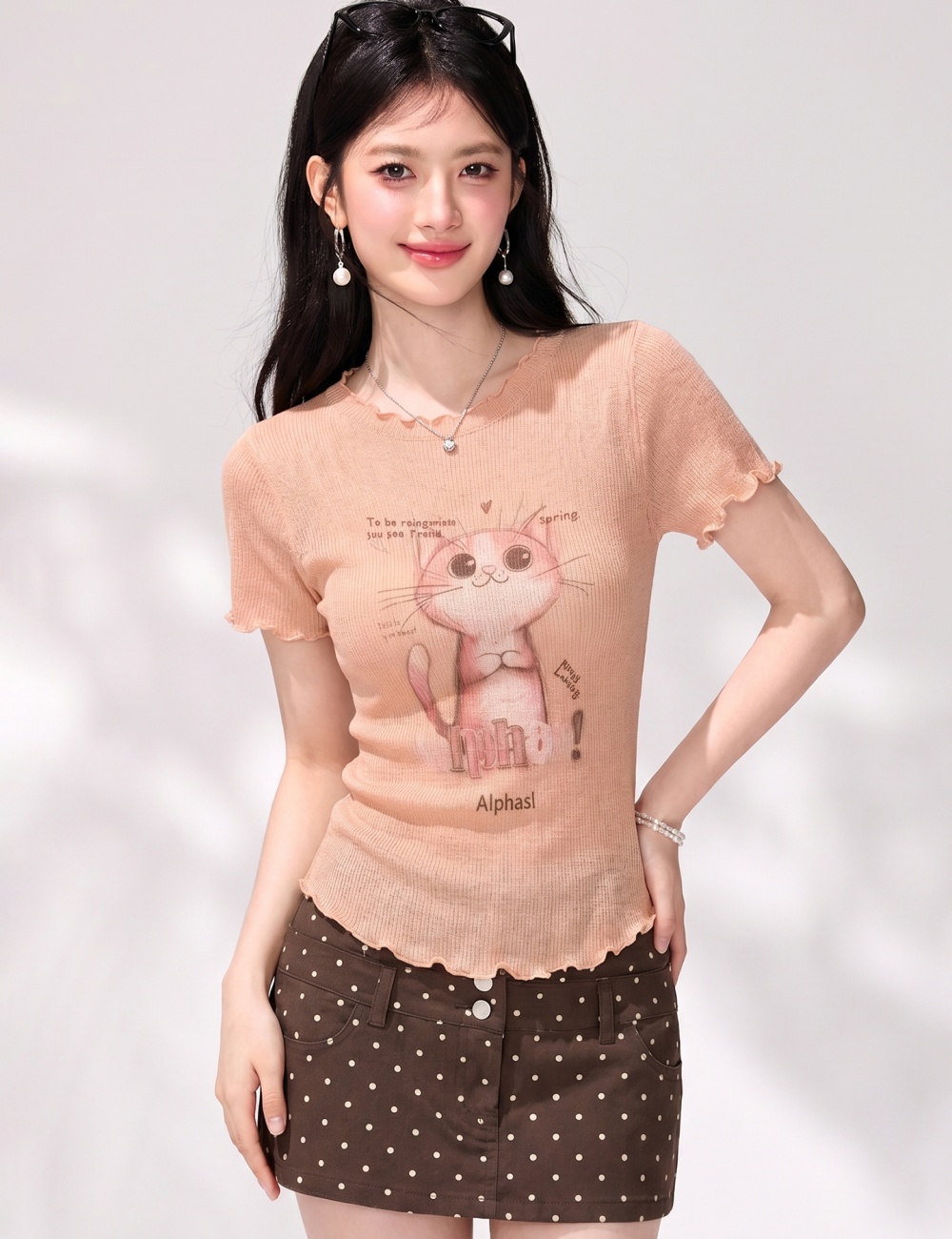 Printing wood ear tops unique summer sweater for women