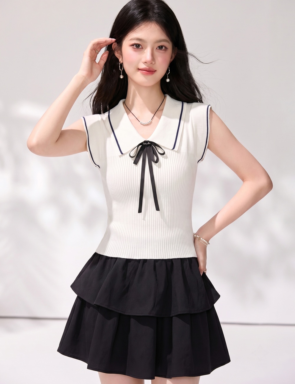 Korean style short tops short sleeve enticement sweater