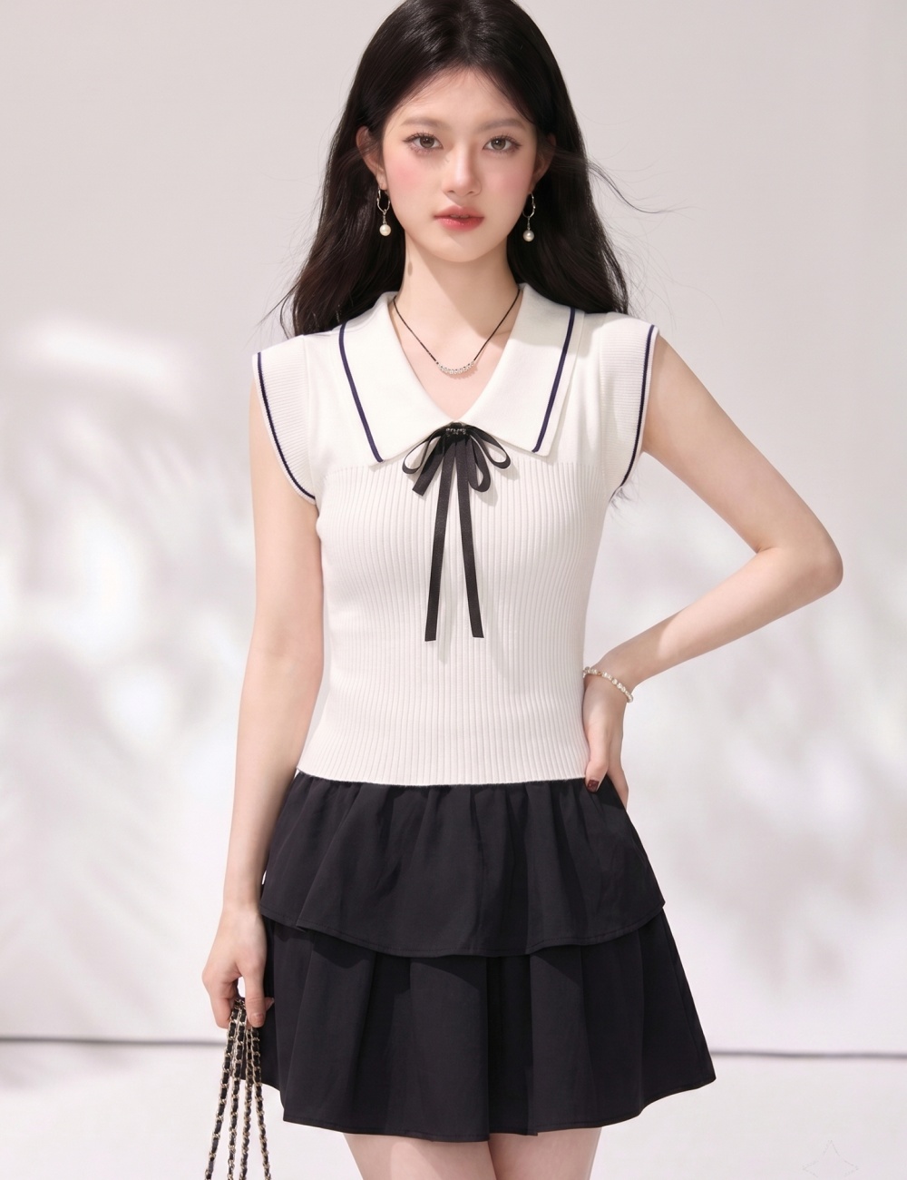 Korean style short tops short sleeve enticement sweater