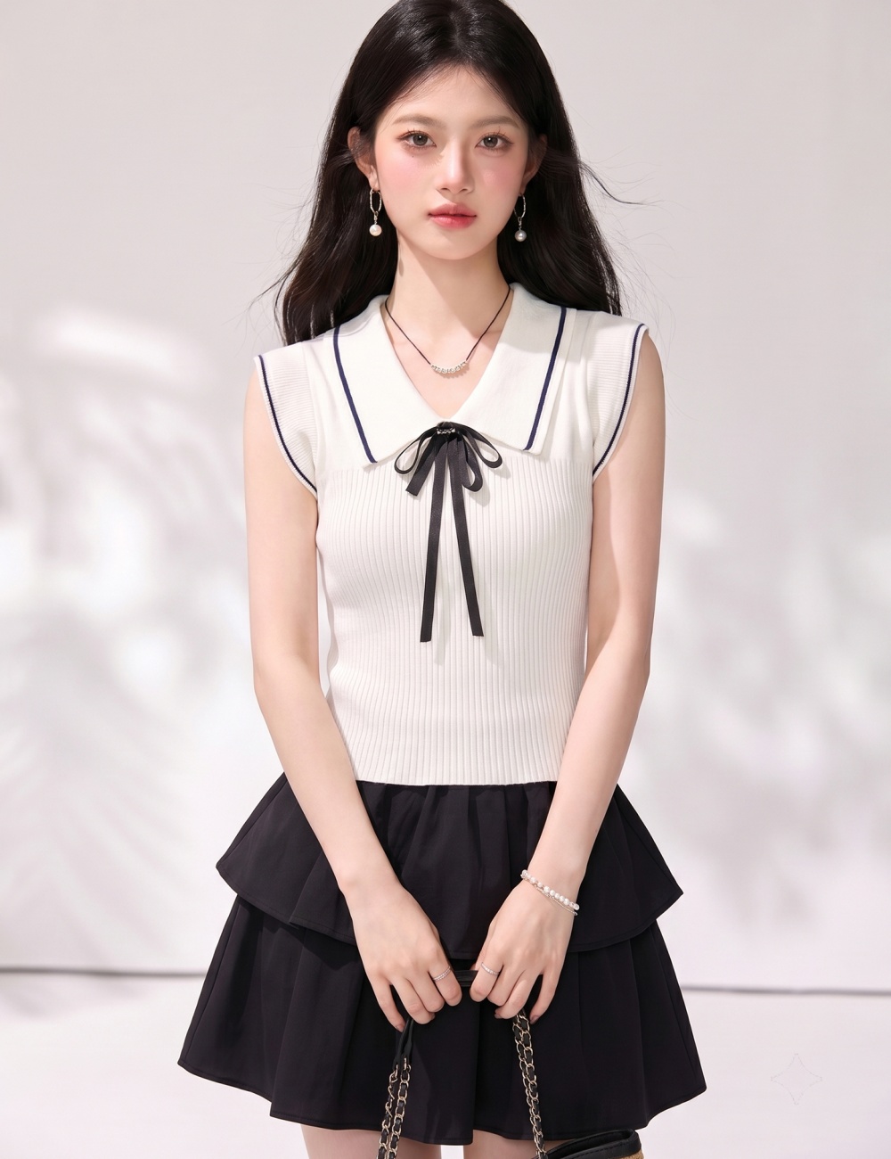 Korean style short tops short sleeve enticement sweater