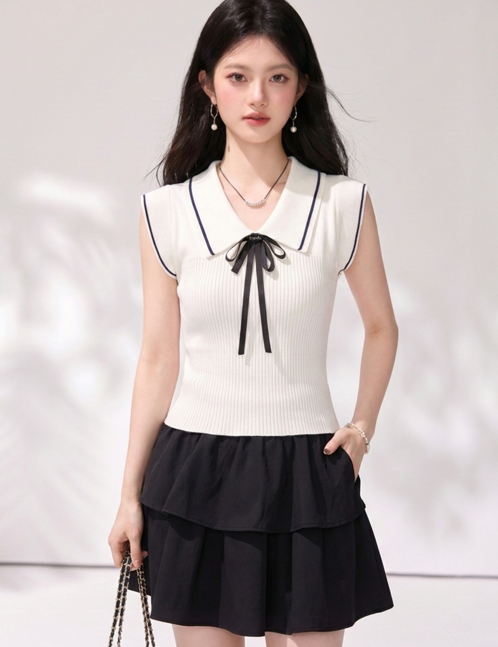 Korean style short tops short sleeve enticement sweater