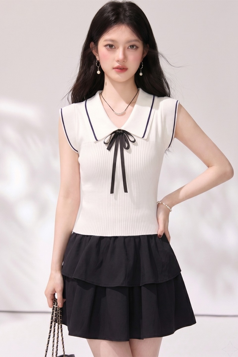 Korean style short tops short sleeve enticement sweater