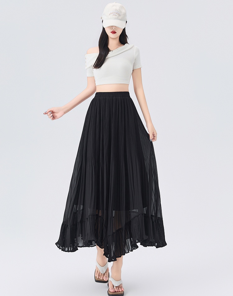 Petal big skirt elastic waist temperament slim skirt