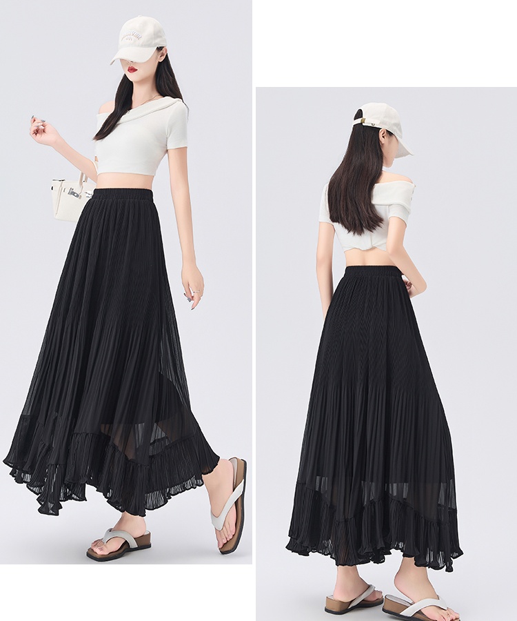 Petal big skirt elastic waist temperament slim skirt