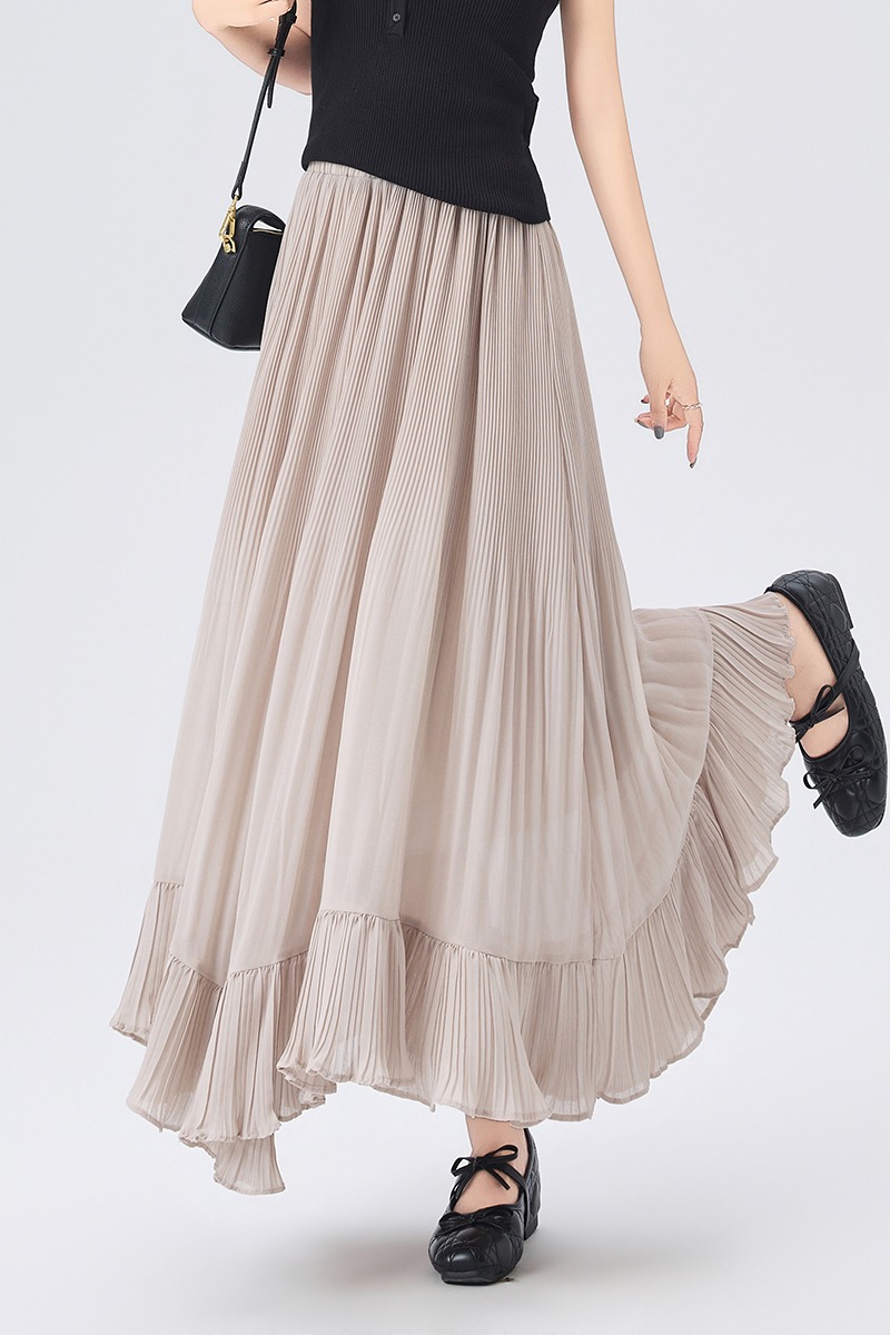 Petal big skirt elastic waist temperament slim skirt
