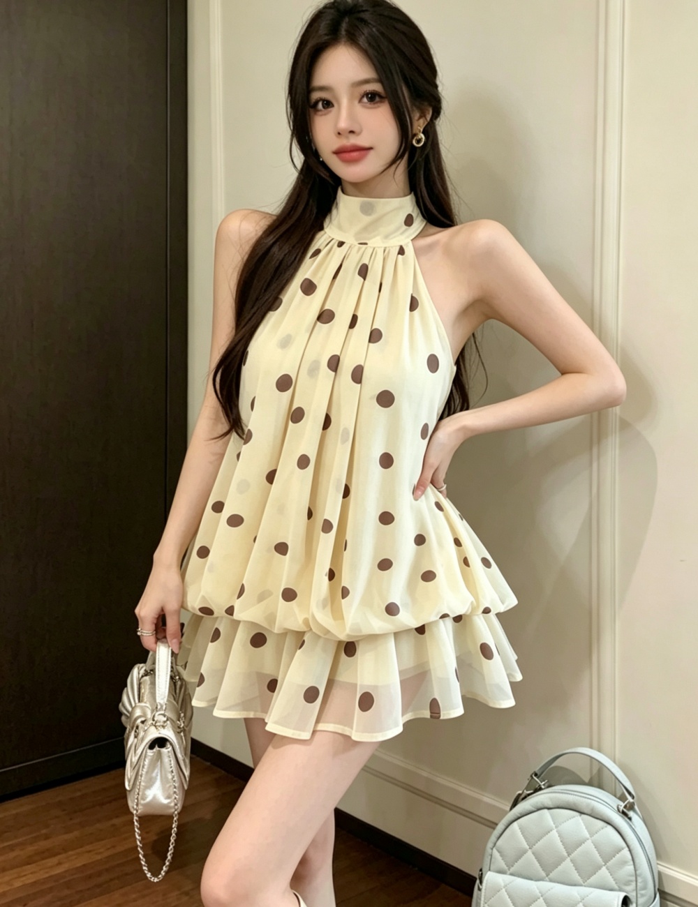 Sexy fashion halter chiffon spicegirl dress