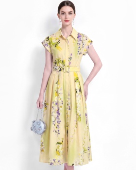 Vacation A-line dress slim short sleeve shirt