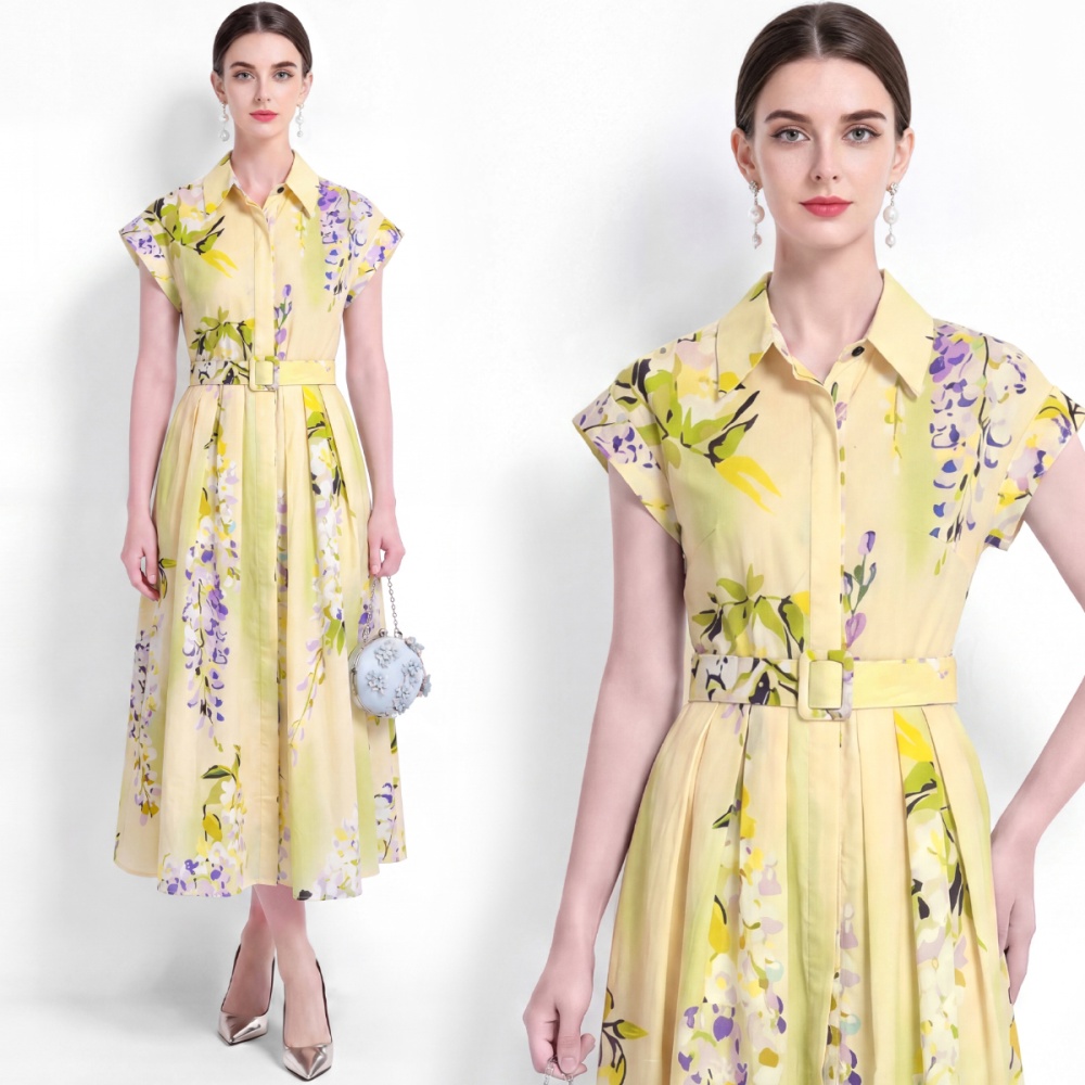 Vacation A-line dress slim short sleeve shirt