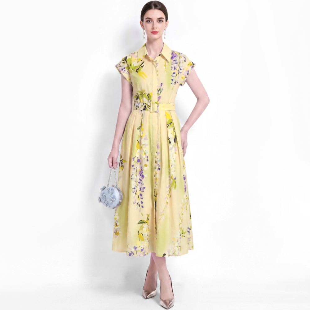 Vacation A-line dress slim short sleeve shirt