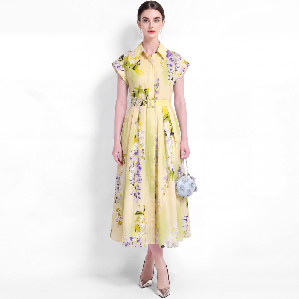Vacation A-line dress slim short sleeve shirt