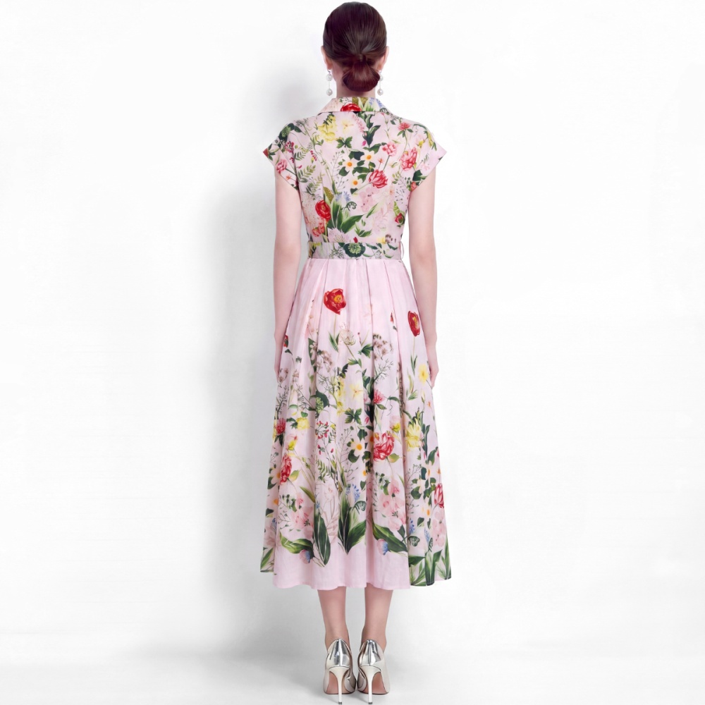 Slim vacation big skirt shirt A-line printing dress