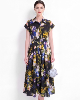 A-line commuting vacation shirt slim big skirt dress