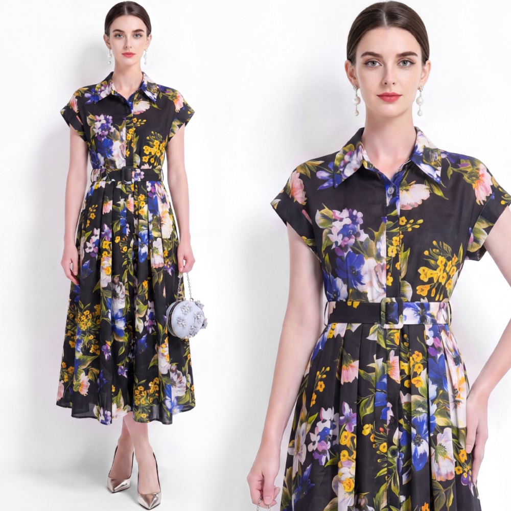 A-line commuting vacation shirt slim big skirt dress
