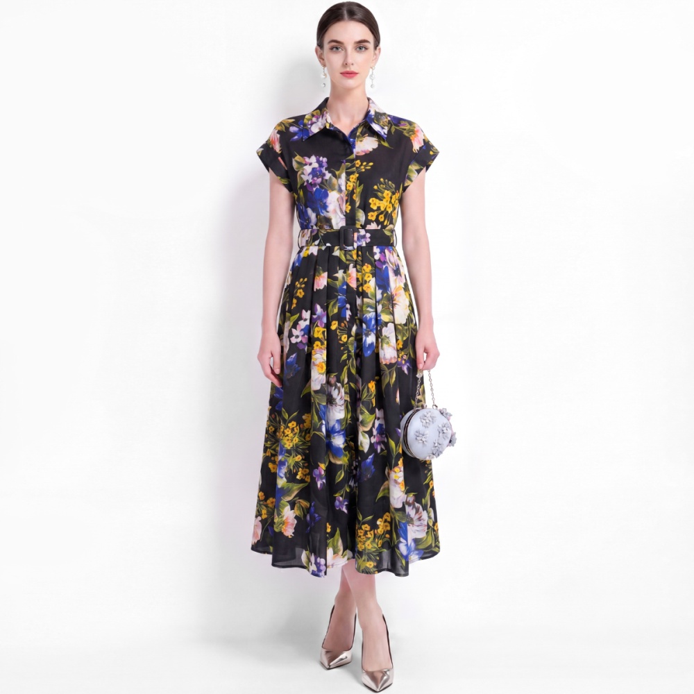 A-line commuting vacation shirt slim big skirt dress
