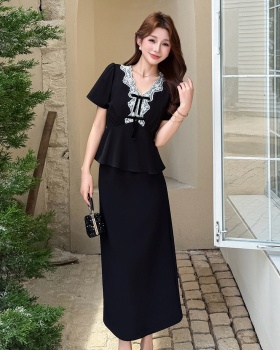 Lace large yard tops ladies skirt 2pcs set