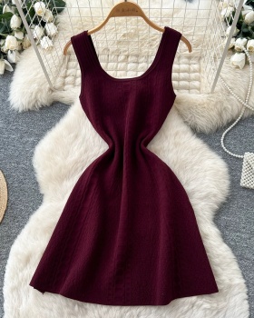 Pink temperament summer T-back sleeveless sling dress