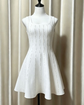 Beading chanelstyle knitted elegant sling dress