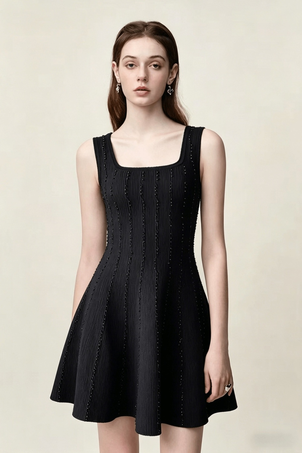 Beading chanelstyle knitted elegant sling dress
