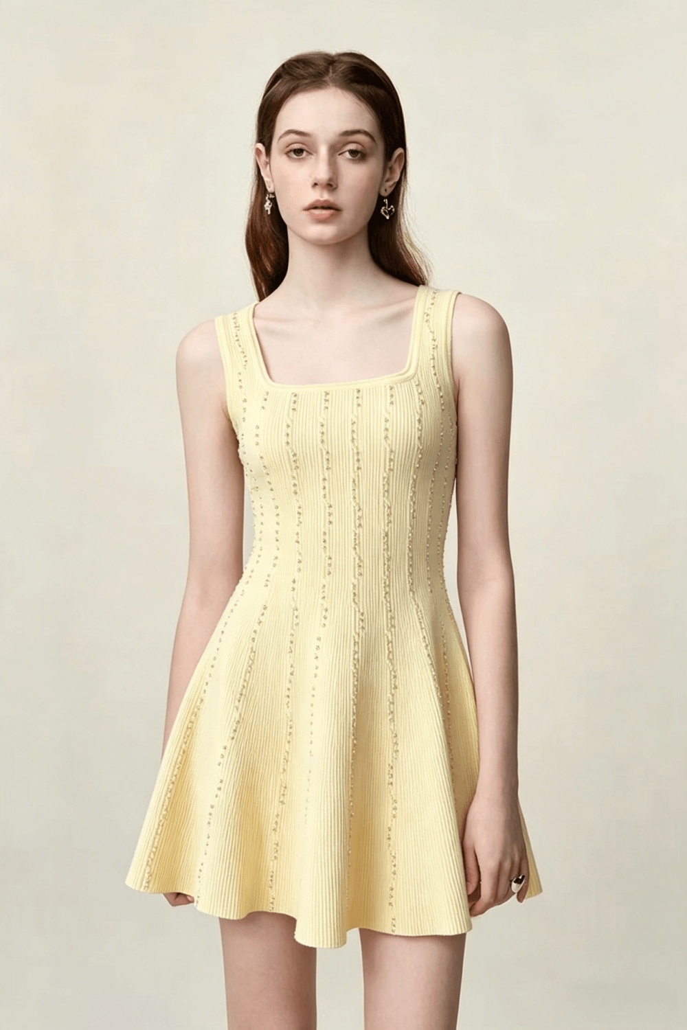 Beading chanelstyle knitted elegant sling dress