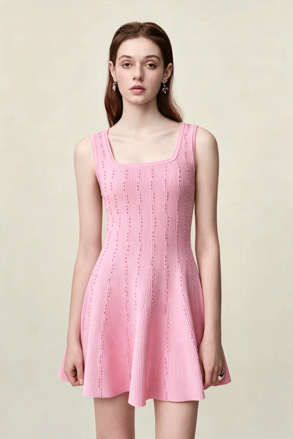 Beading chanelstyle knitted elegant sling dress