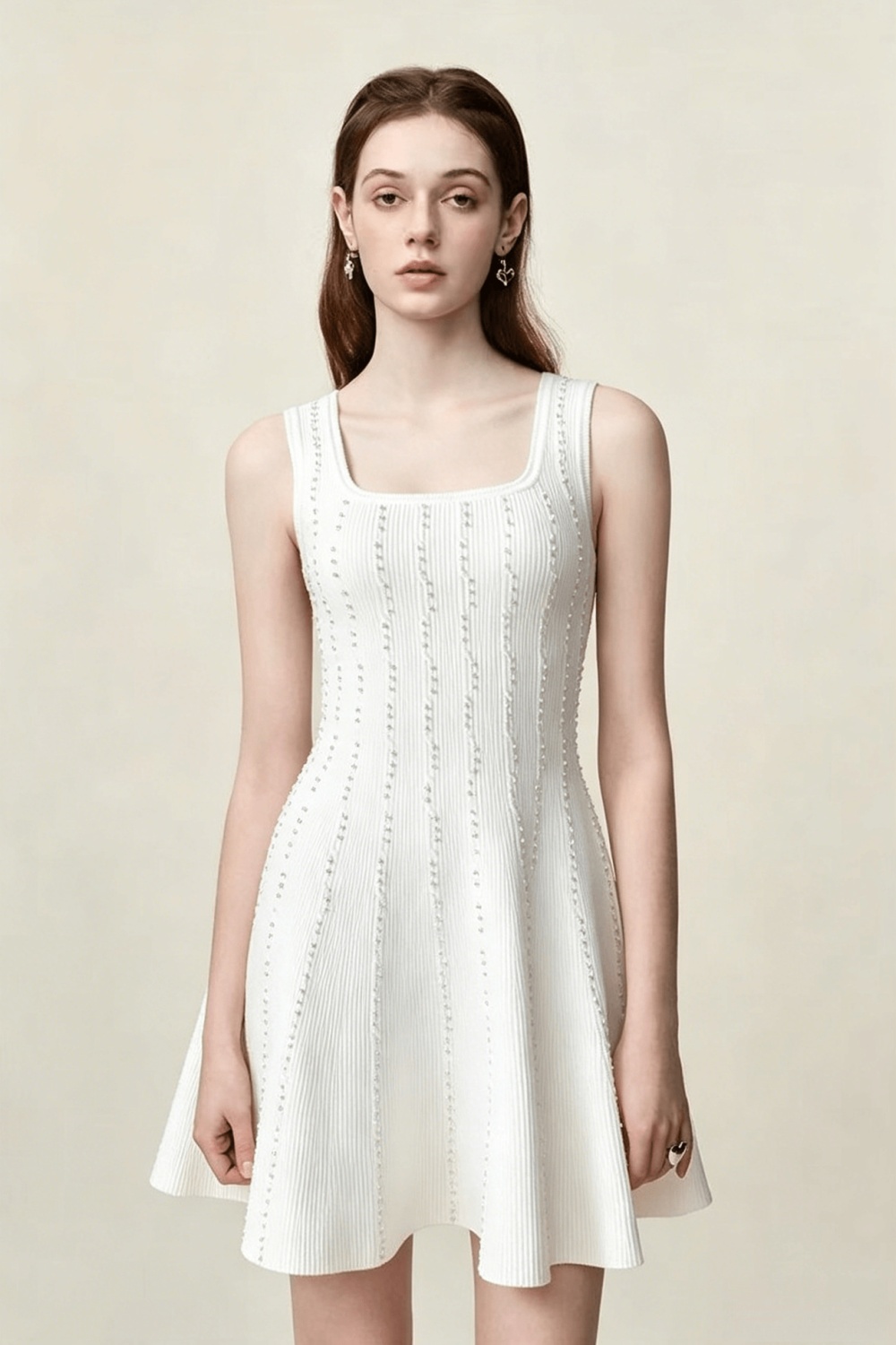 Beading chanelstyle knitted elegant sling dress