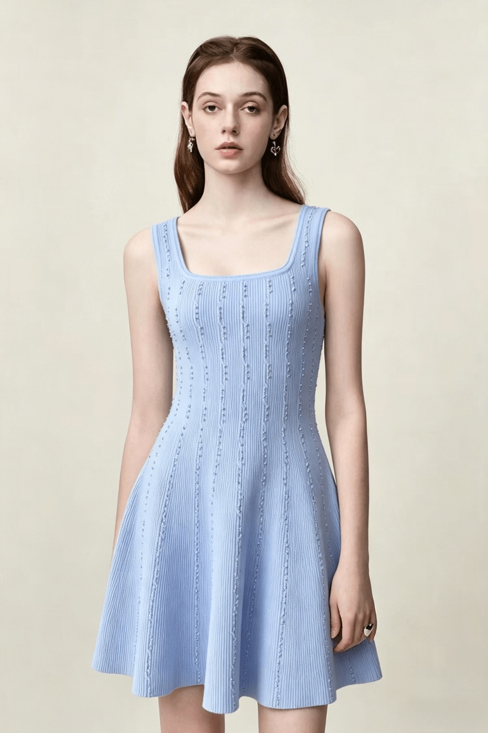 Beading chanelstyle knitted elegant sling dress