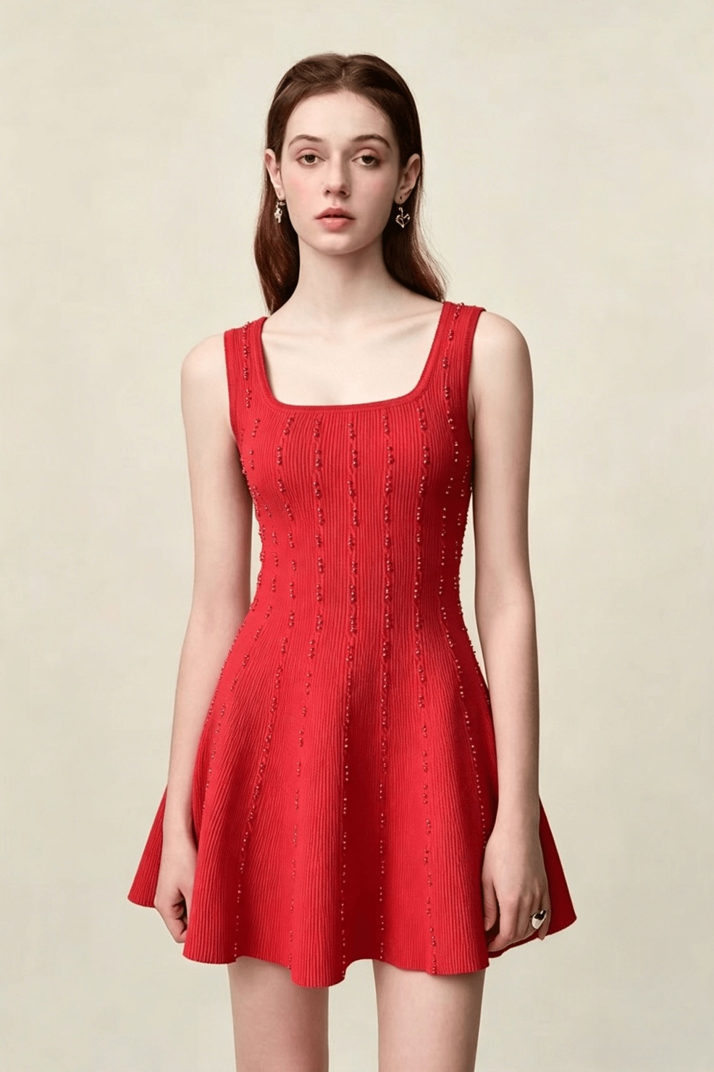 Beading chanelstyle knitted elegant sling dress