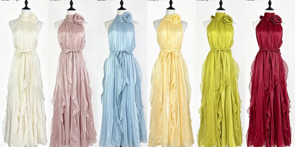 Lotus leaf edges long dress dress for women
