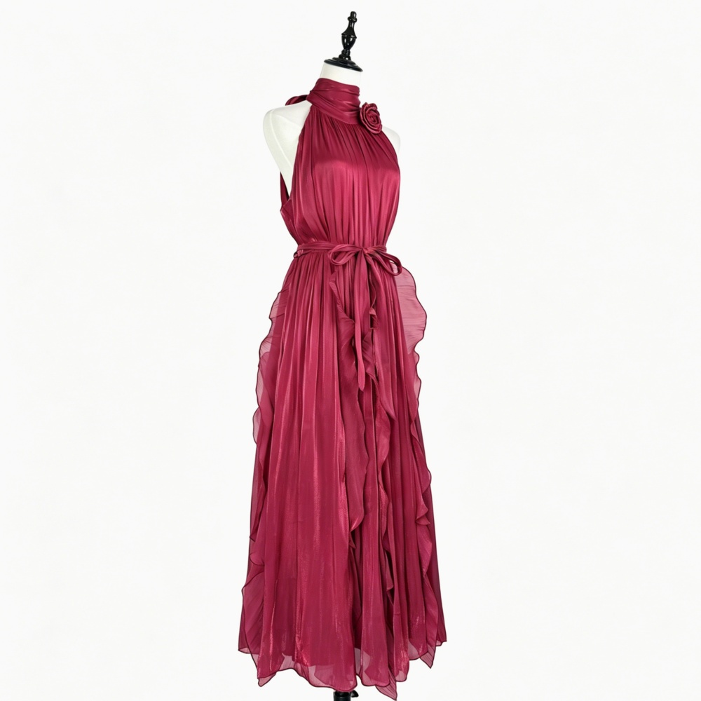 Lotus leaf edges long dress dress for women