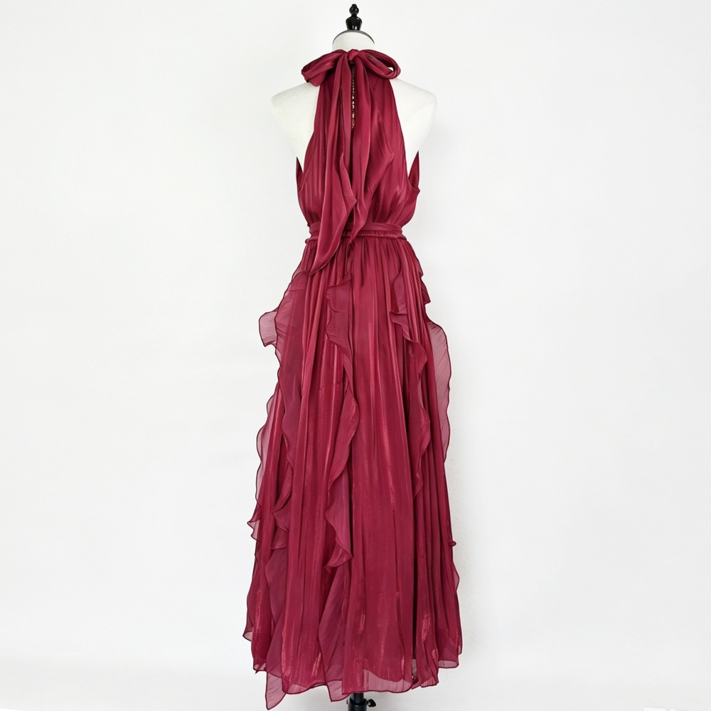 Lotus leaf edges long dress dress for women