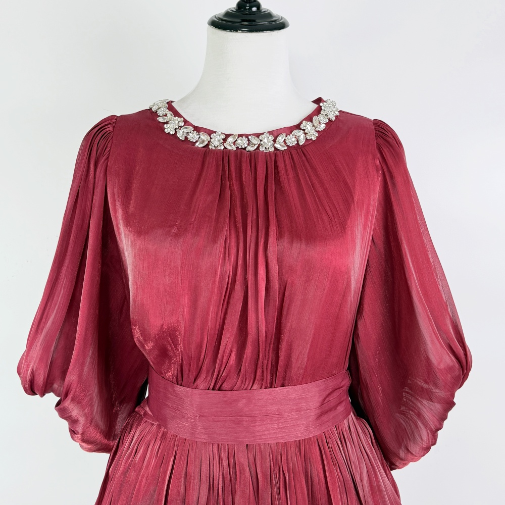 Elegant France style long dress summer lotus leaf edges dress