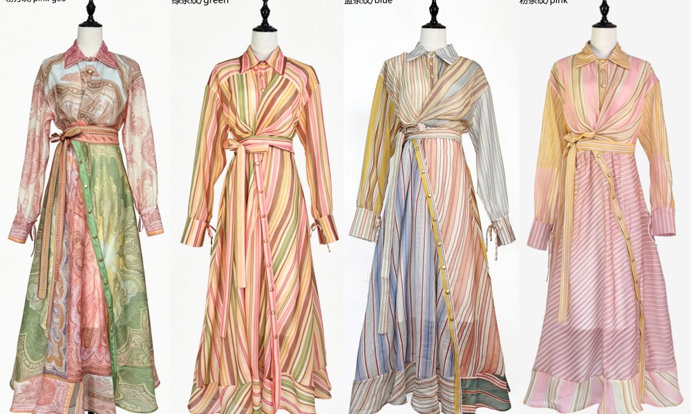 Vacation long dress lantern sleeve dress for women