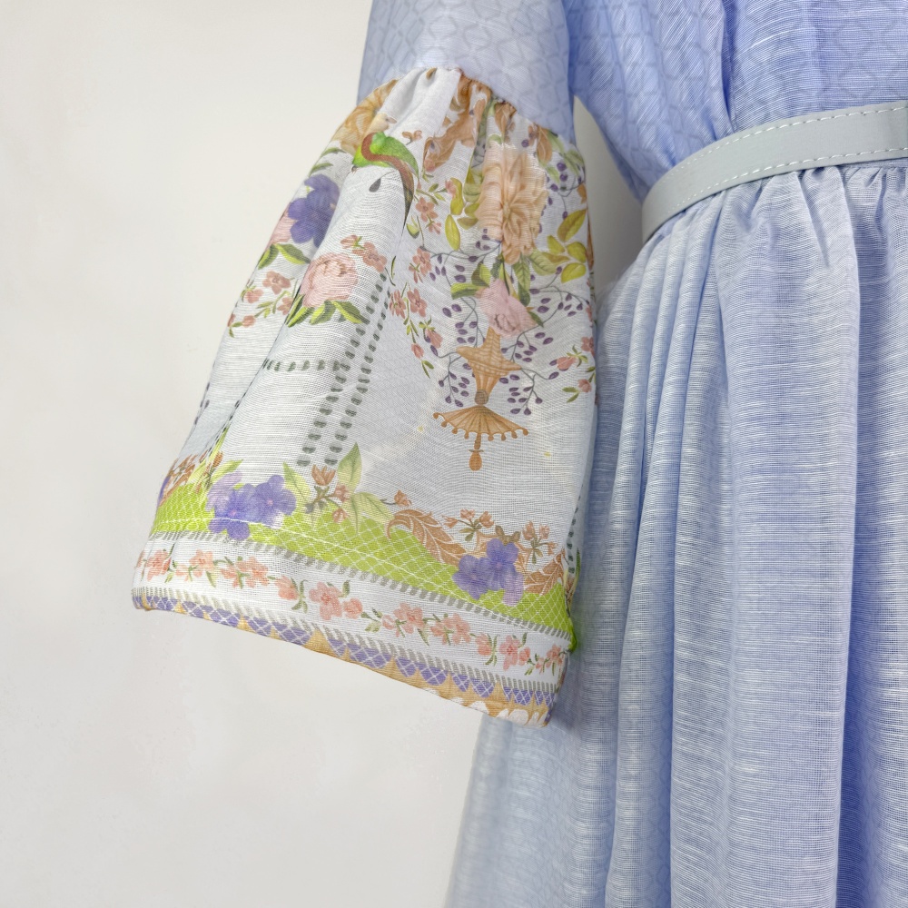 Retro slim European style long dress printing ladies dress