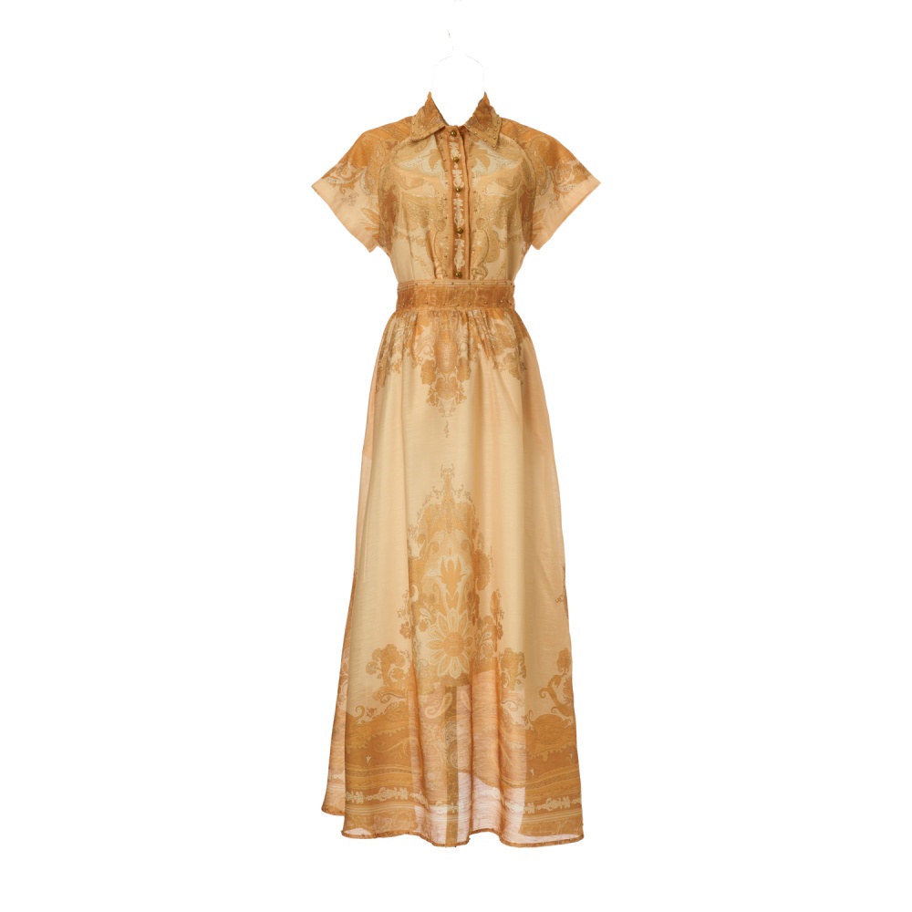 Short sleeve printing shirt flax long skirt a set